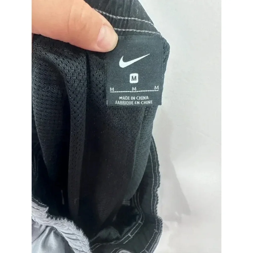 Nike Swim Trunks Mens Medium Gray Black Neon Green Colorblock Board Shorts Beach